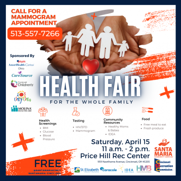 Santa Maria Community Services Hosts Free Health Fair on April 15, 2023, at the Price Hill Recreation Center